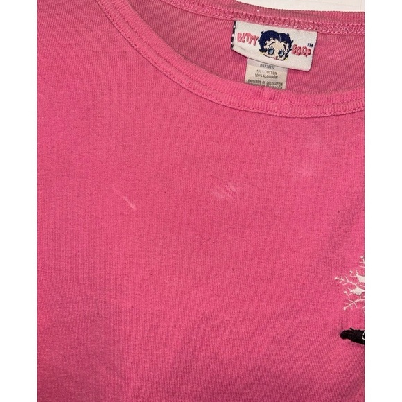 Betty Boop Pink Long Sleeve Pajama Top Y2K Cozy Loungewear Cotton Tee - Picture 5 of 7